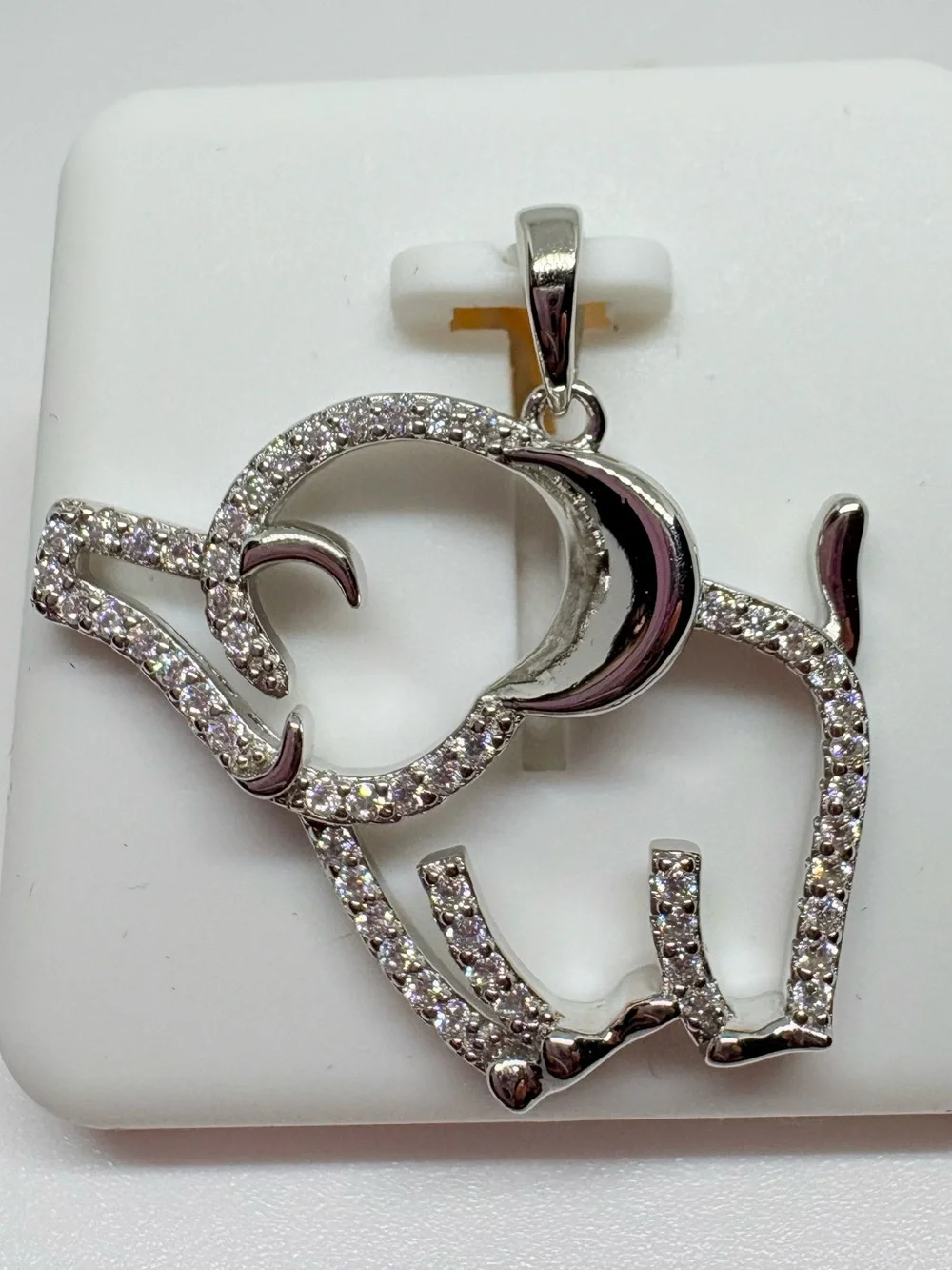 Sterling Silver Moissanite Elephant Pendant